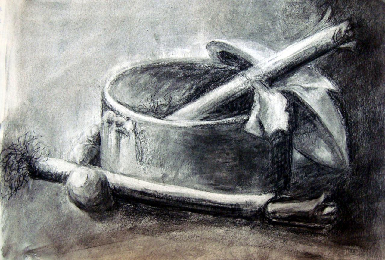 Nature morte -fusain 5-12-2015