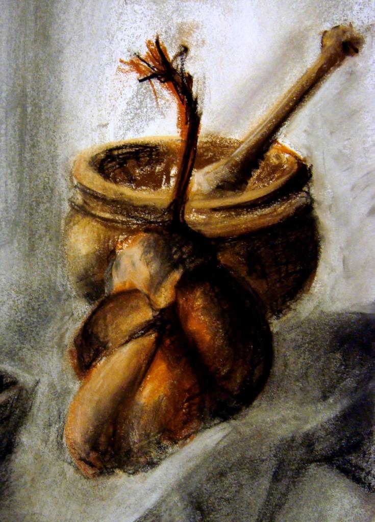 Nature morte- fusain et pastel sec 5-12-2015