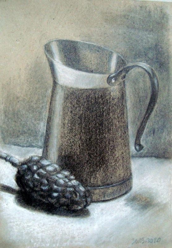 Pot pomme de magnolia crayon et pastel sec 2020